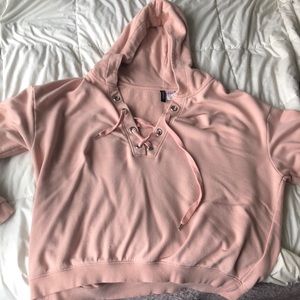 Pink Lace Up sweatshirt
